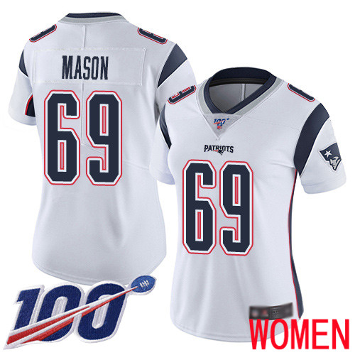 New England Patriots Football #69 Vapor Untouchable 100th Season Limited White Women Shaq Mason Road NFL Jersey->new england patriots->NFL Jersey